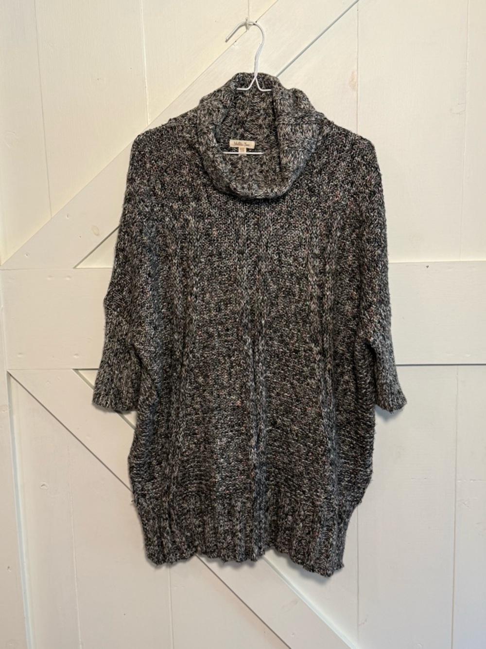 Matilda Jane XS/S Marled Gray Cowl Neck Tunic Sweater Cozy Knit Boho